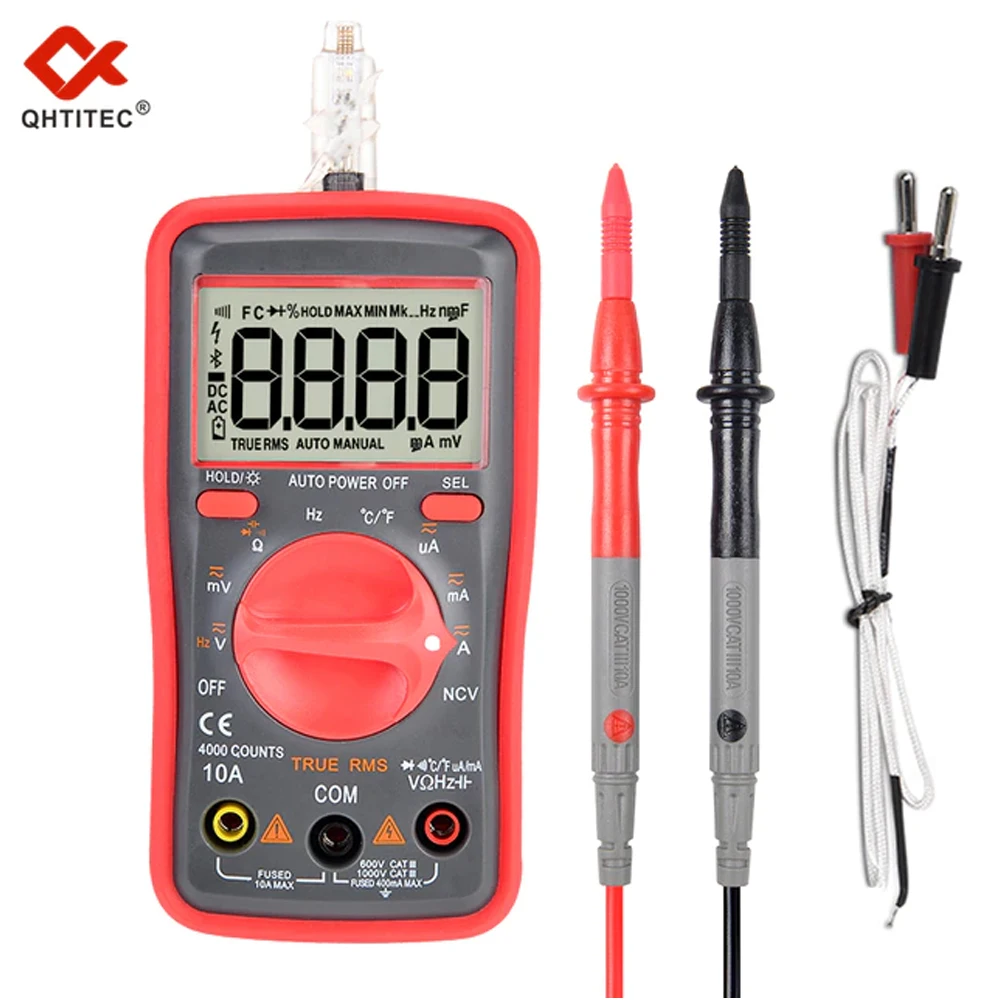 

QHTITEC NCV Mini Digital Multimeter Automatic 4000 Counts True RMS AC DC Voltage Tester Meter Measurable Frequency Multimetro