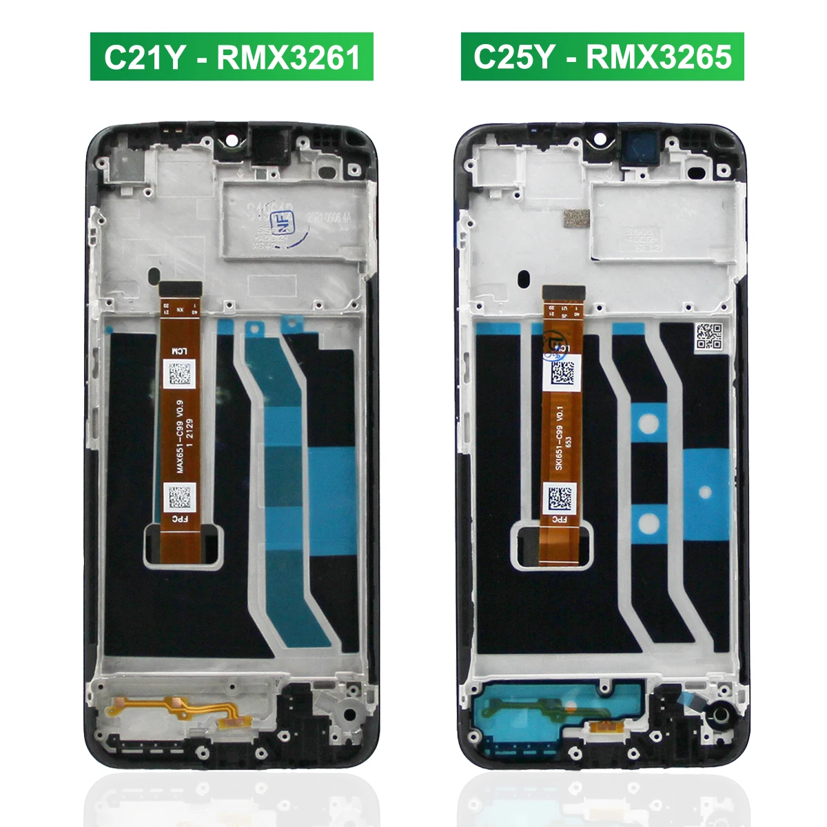6.5" For Oppo Realme C25Y RMX3265, RMX3268, RMX326 LCD Display Touch Screen With Frame For Realme-C25Y LCD Replacement 6