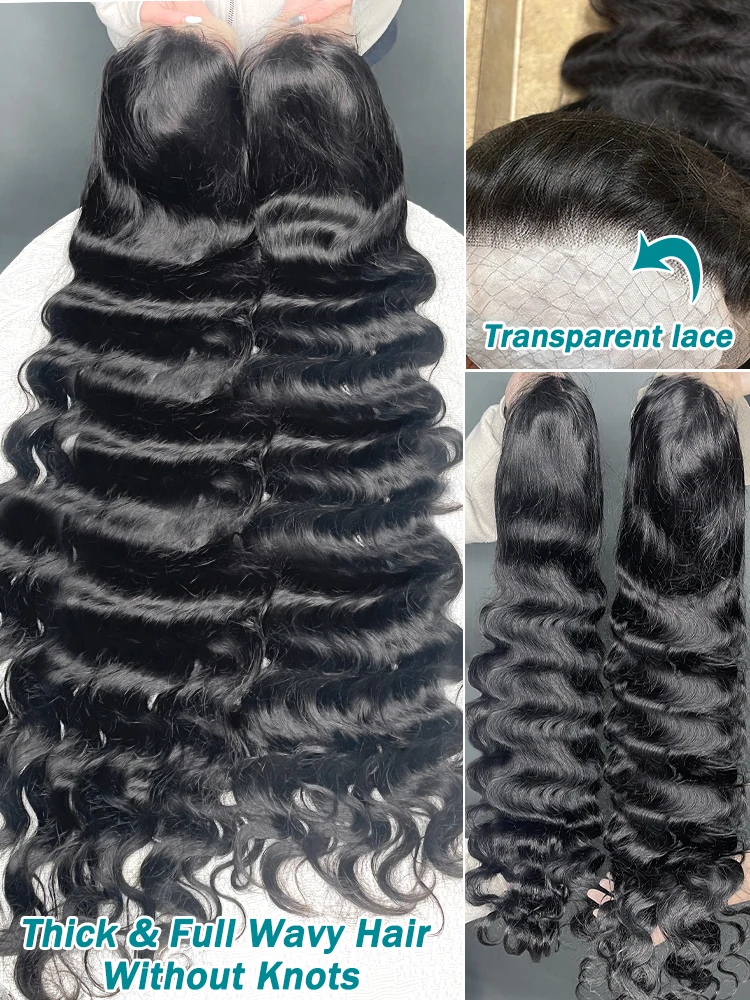 Human Hair Wig 40 Inches HD Body Water Wave Transparent Lace Front Human Hair Wig 13x4 Lace Frontal Brazilian Remy Hair