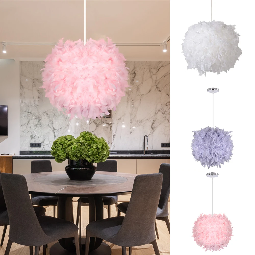 

Feather Pendant Lamp Modern E27 Lamp Holder Hanging Light Christmas Weding Fairy Light Decor Chandelier for Bedroom Living Room