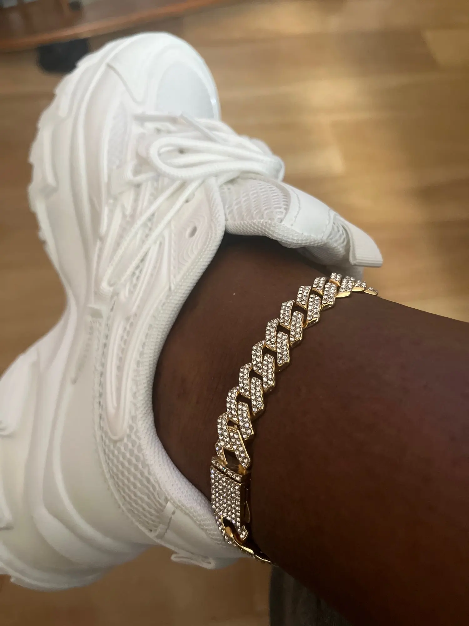 Bling Iced Out Chain Golden Cuban Anklet For Women Girls photo review