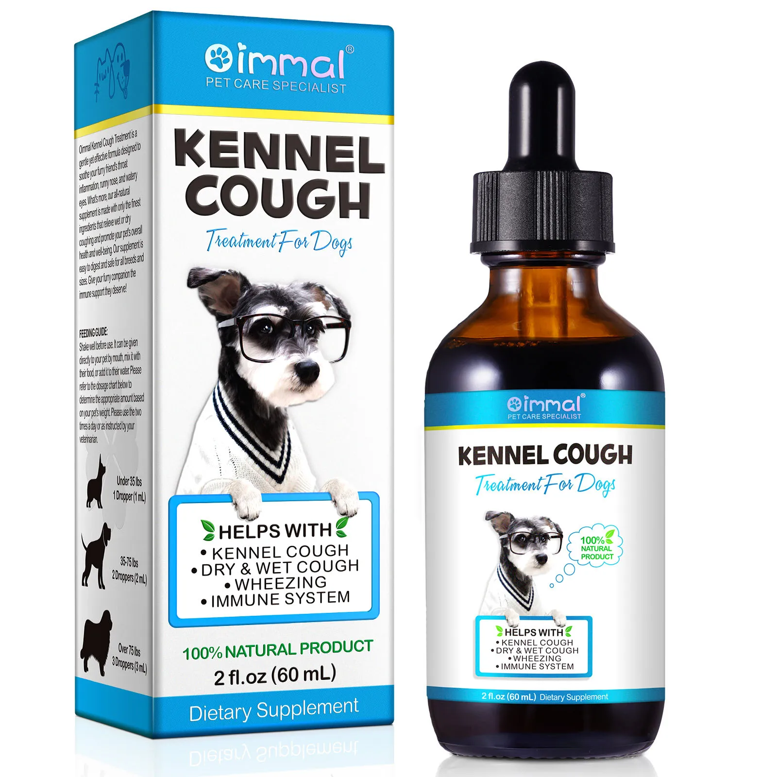 Kennel Cough Relief Drops Treatment for All Dogs Help with Cold Cough Dry and Wet Wheezing Immune System Pure Natural