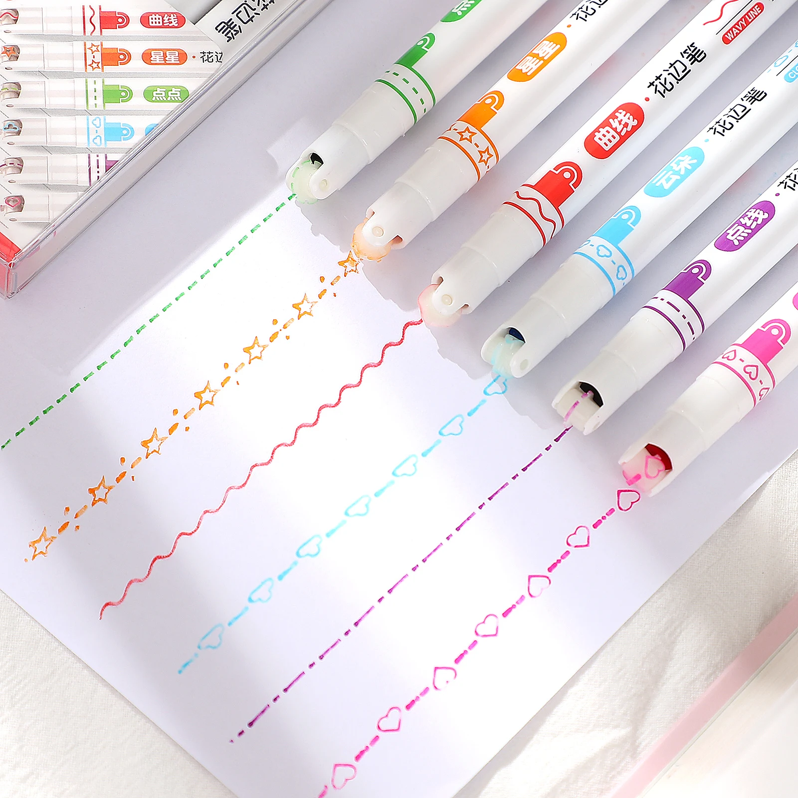 

6Pcs/Set DIY Journal Decoration Roller Lace Marker Pens Cute Student Scrapbooking Art Markers Kawaii Stationery Writing Supplies