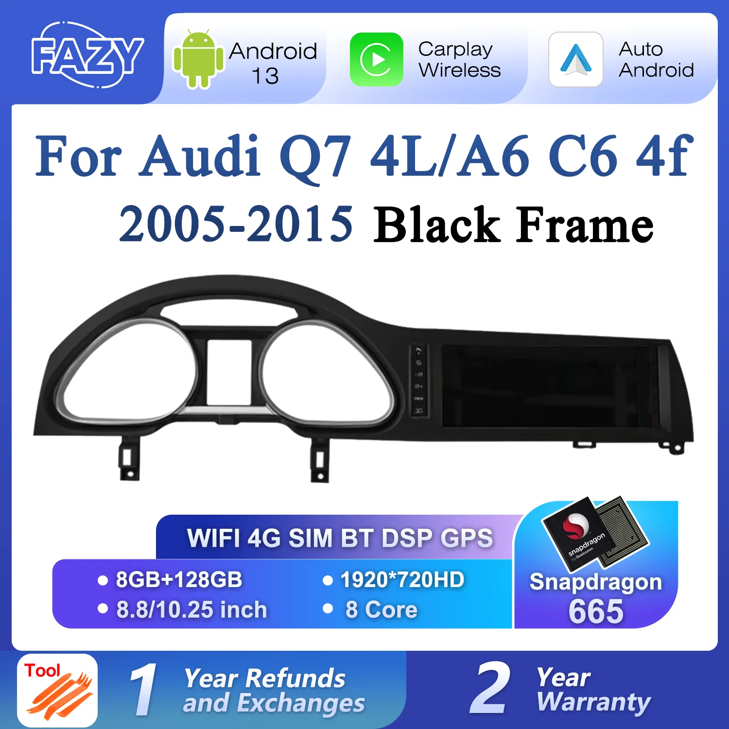 Fazy Android 13 Auto Radio Carplay Per Audi A6 C6 4F Per Audi Q7 4L 2005-2015 Mmi 2G 3G Lettore Multimediale Gps Navi Stereo Dsp