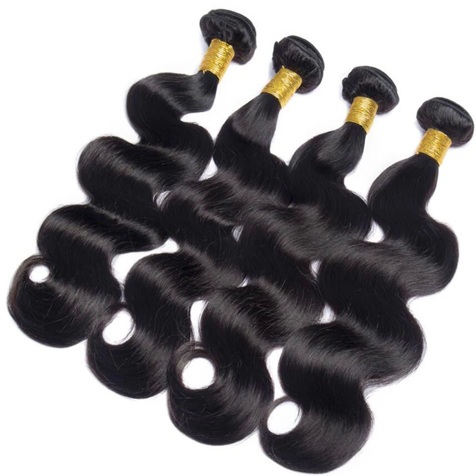 Human Hair Extensions Human Hair Bundles 12A Body Wave Bundles Malaysian Hair Weave 1/3/4 PCS Human Hair Bundles Natural Black Double Draw Body Wave Remy Extension