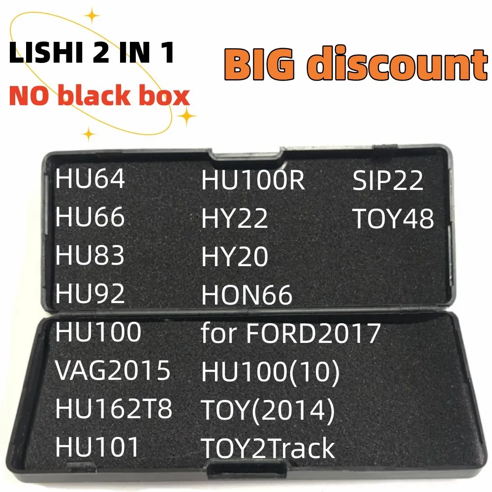 NO box lishi 2 in 1 tool NSN14 NSN11 HYN11 HY15 HY16 HY17 HU87 HU49 MIT11 MIT8 MAZ24 CY24 DWO4R TOY38R HYN7R TOY43AT YM23 YM28