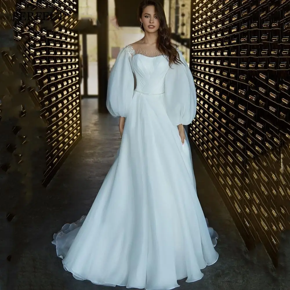 

PERFECT Chic Sweetheart A-Line Wedding Dresses Elegant Lantern Sleeves Illusion Bridal Gowns 2024 Custom Made Vestidos De Novia