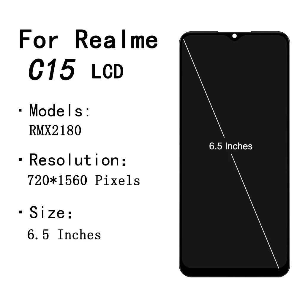 6.5inch Original LCD Display For Oppo Realme C11 2020 C12 C15 LCD Display With Frame Digitizer Touch Screen Assembly Replacement