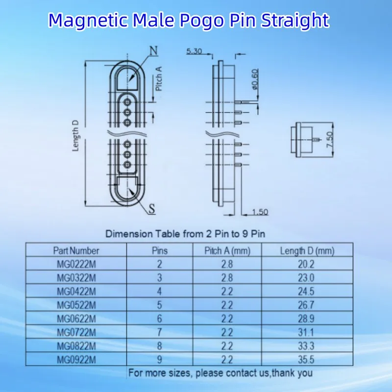 Magnetischer federbelasteter Stecker 11 Pins Pogopin männlich weiblich Lötdraht 2,2 mm Gitter Durchgangsloch 3A 12 V DC Pogo Pin wasserdicht – Detail 5