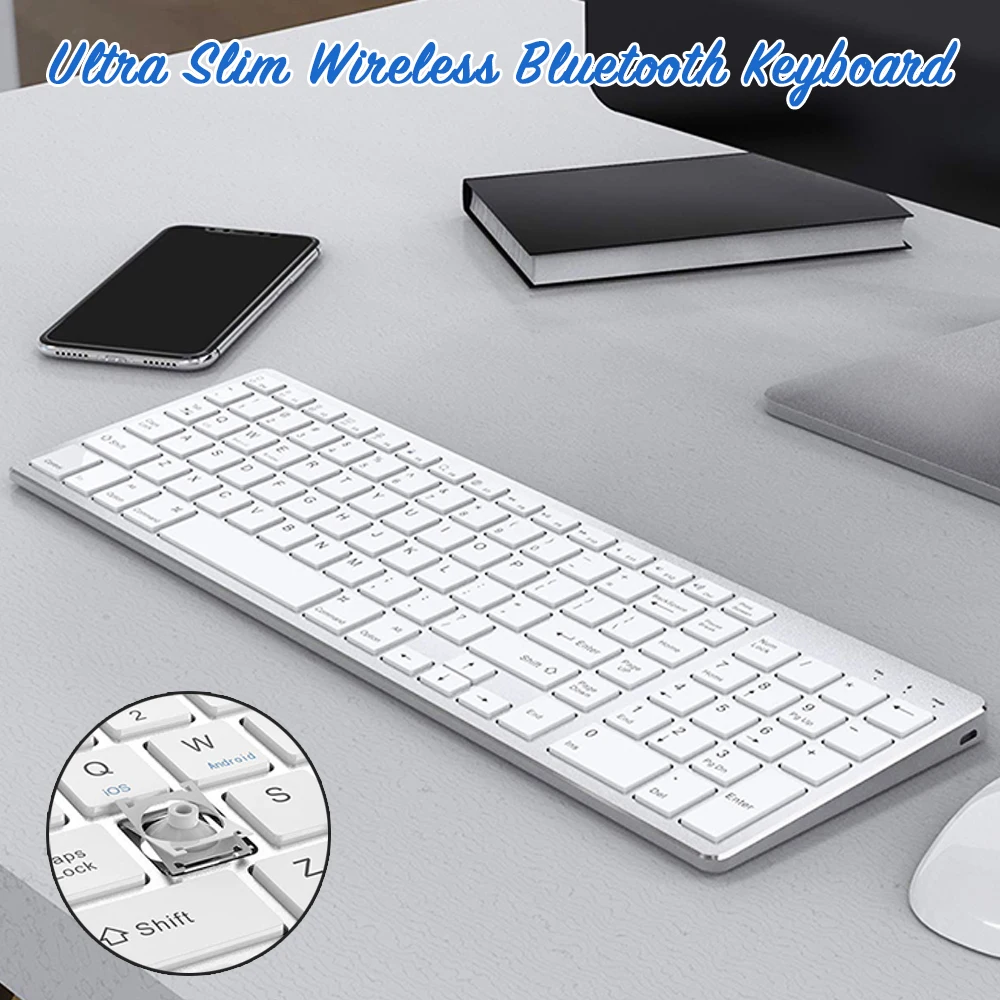 Teclado Bluetooth recargable para Windows y Mac OS, teclado inalámbrico  retroiluminado Delgado multidispositivo Compatible con tableta y portátil -  AliExpress