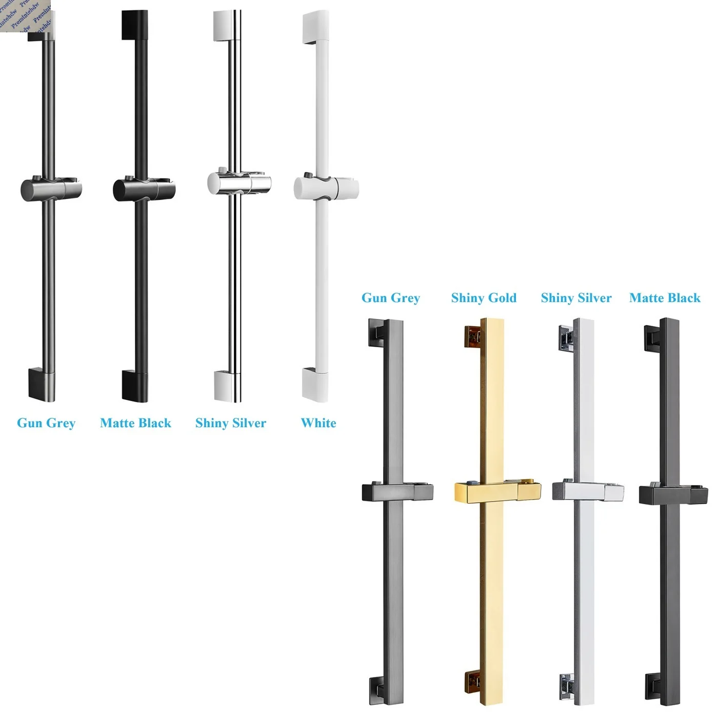 1Piece 304 Stainless Steel Round Square 24" Slide Bar Wall Mount Up Down Adjustable Holder For Handheld Sprayer