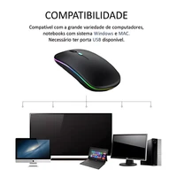Mouse Wireless Recarregável Led Rgb 2.4 Ghz Sem Fio 3