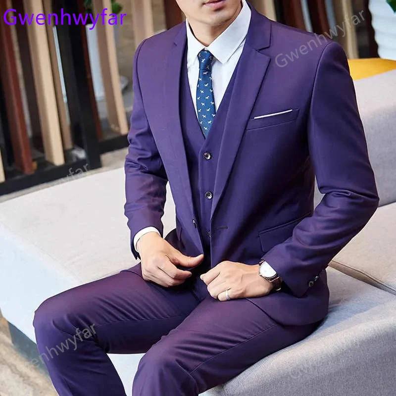 

Gwenhwyfar 2023 Chic Party Suit for Men Notch Lapel One Button Slim Fit Mens Dress Suits for Prom Wedding Tuxedo Free Shipping