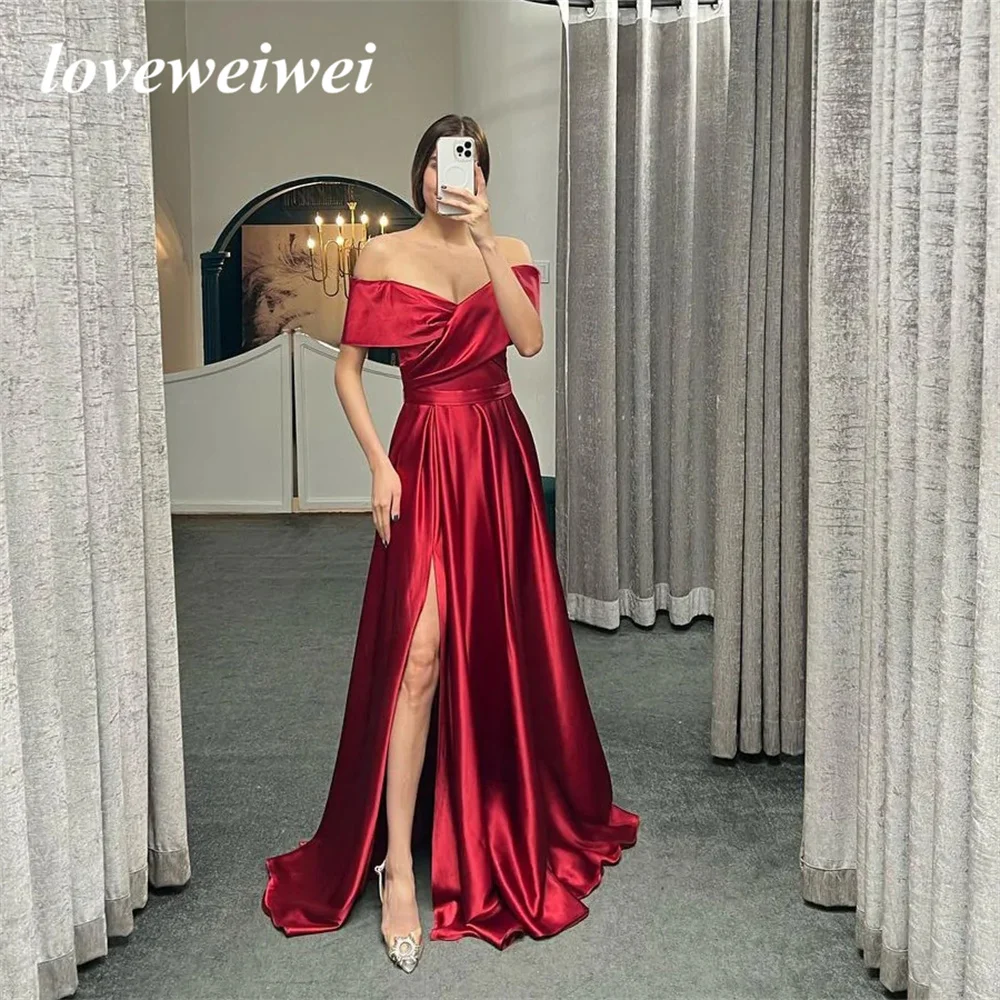 Loveweiwei Гламурные вечерние платья с открытыми плечами рубиновый разрез оборки платье для выпускного вечера ТРАПЕЦИЕВИДНОЕ платье для выпускного вечера vestido de boda (art.: 3920bd614735e) - 3920bd614735e