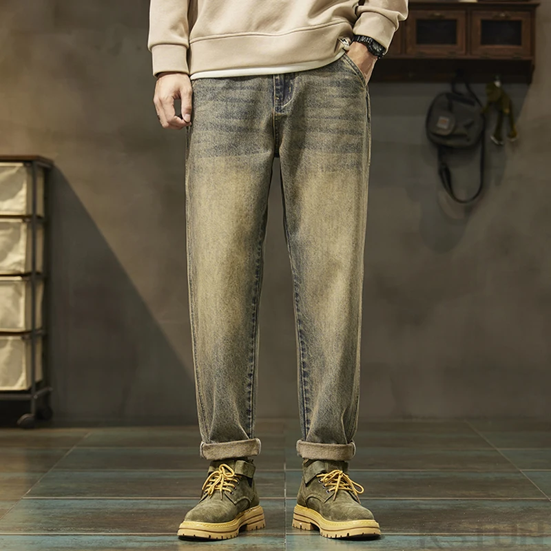 KSTUN Loose Jeans Men Harem Pants Denim Trousers Retro Blue Fashion Paches Pockets Mens Clothing Trousers Vintage Oversize 40 42 2