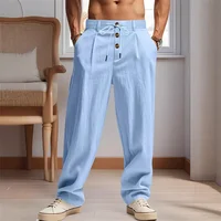 Nouveaux pantalons décontractés en lin respirant pour hommes – Joggers streetwear élégants et pantalons de plage amples à jambe droite 2