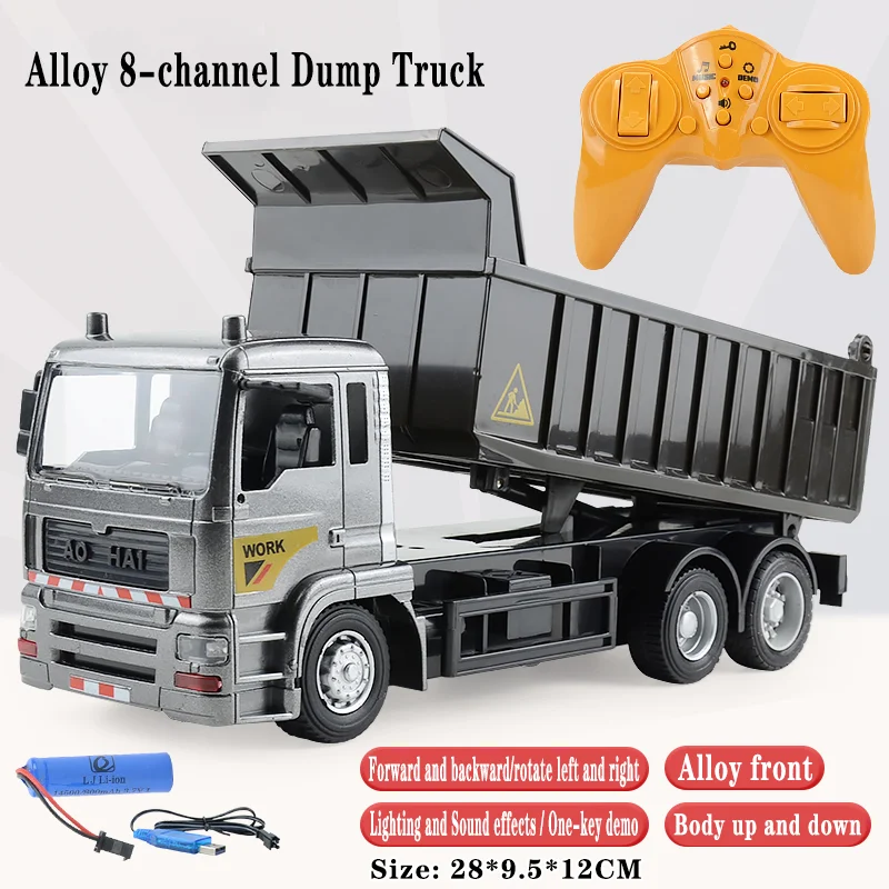 Alloy RC Dump Truck 8-Channel Large-Scale Remote Control Engineering Vehicle Multi-functional Lighting and Sound Simulation 2