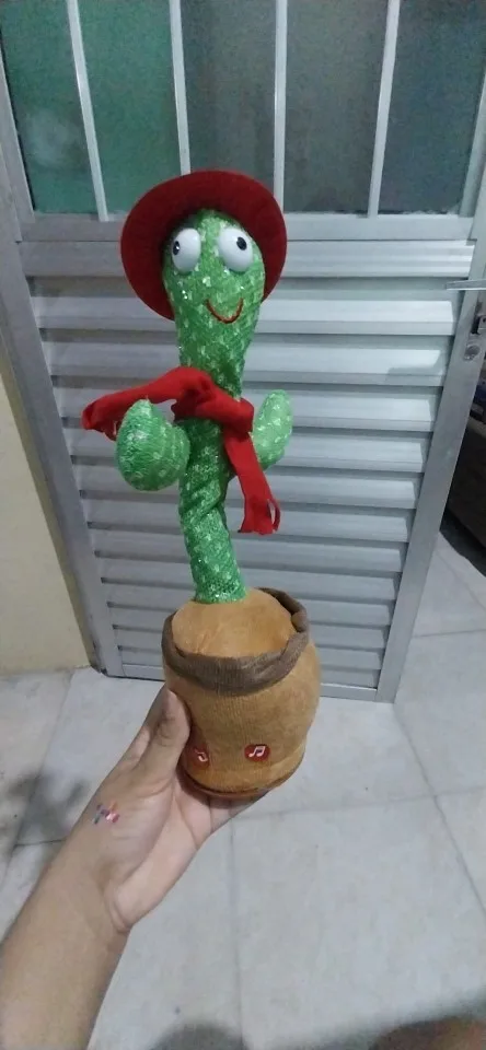 Kit 1/2 Cacto Dançante e Falante Interativo Recarregavel Reproduz Voz, Música, Dança, Luzes, Pelúcia Boneco Brinquedo+cabo photo review