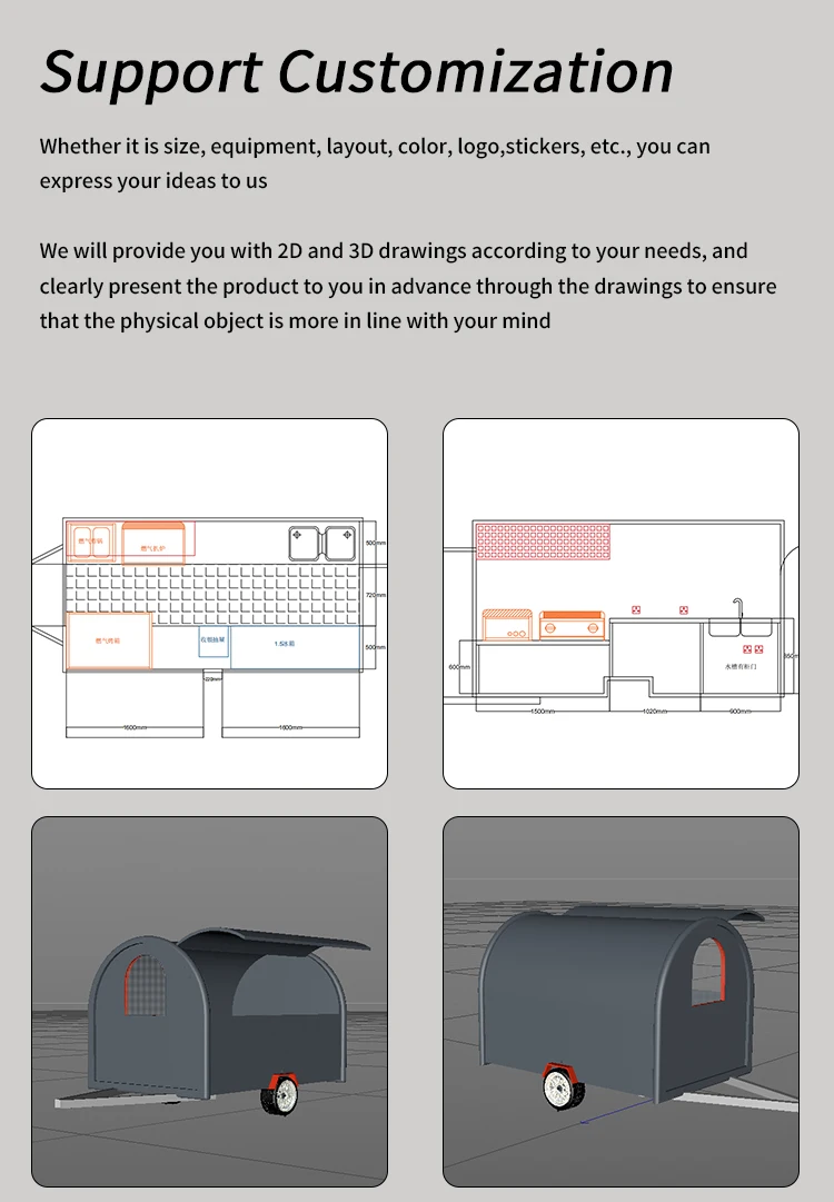 Description Picture 6 of itemUrdream Fast Food Truck Mobile Horse Trailer Cocktail Mobile Bar Camp Carriage Food Vending Consesssion Trailer for Sale