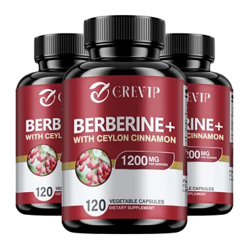 Berberine + Ceylon Cinnamon Supplement - Gastrointestinal Health, Antioxidant, Promotes Metabolism - 120 Capsules