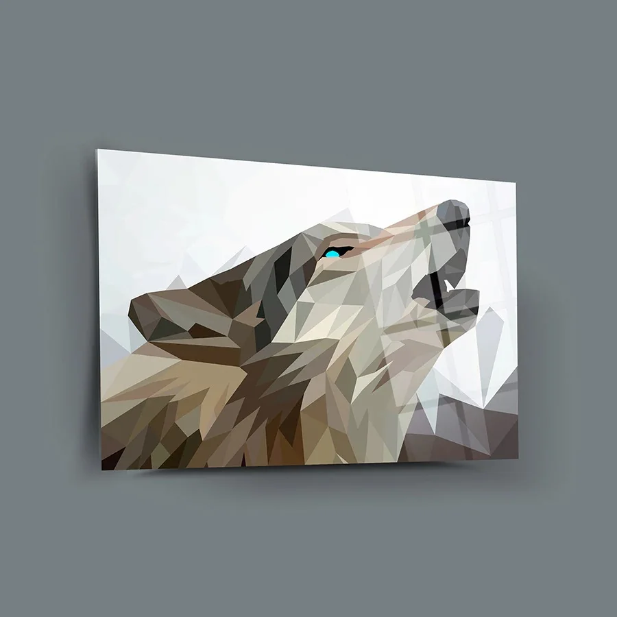 

Howling Wolf Decor , Glass Wall Art,Frameless Free Floating Tempered Glass Panel,Home Office Living Room Decoration,ctsa-126af