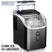 SIMZLIFE Ice Cube Maker Machine Countertop with External Water Tank, 45Lbs, 16Pcs Ready in 13 Mins,Auto-Cleaning,Black 1