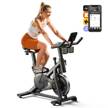 MERACH Exercise Bike Brake Pad Stationary Bike Low Noise Indoor Cycling Bike 270lbs Weight Capacity Tablet Mount Fitness Courses 1