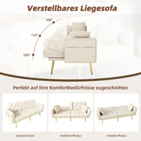 Бежевый складной диван-кровать с подстаканниками и 3 углами наклона. Двойной диван-кровать, диван из ткани с обивкой для гостиной, дома — изображение 2