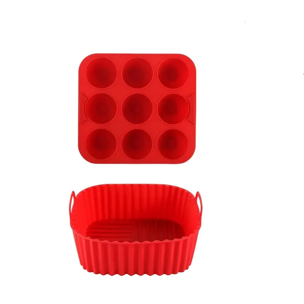 Durable Reusable Silicone Air Fryer Liners - 2-Piece Set for Safe and Easy Cooking
