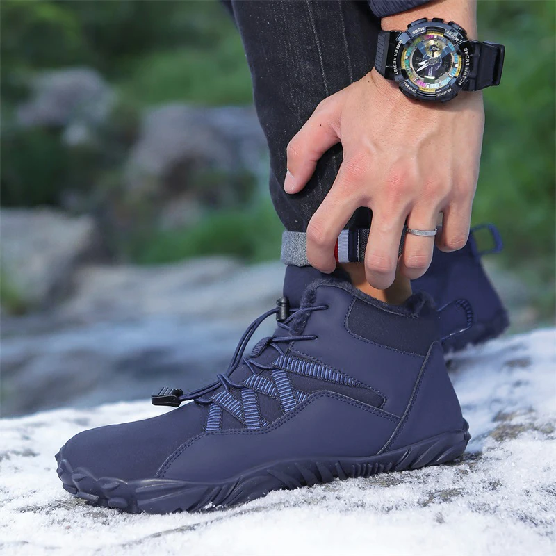 

New men's and women's warm cotton plush snow boots casual barefoot shoes for hiking and mountaineering work high-impact winter 9