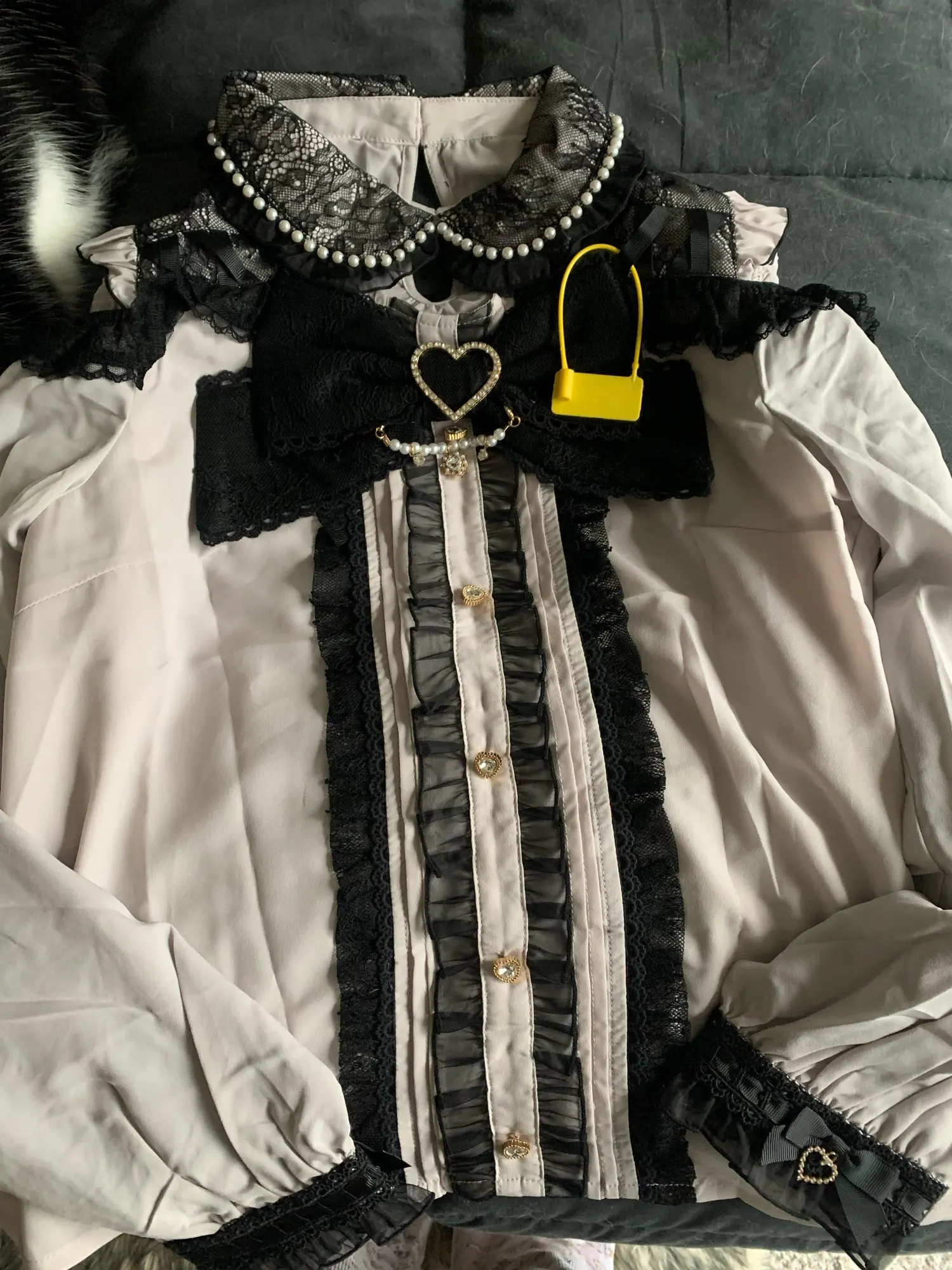 Liz Shirt Blouse Women 2025 Spring and Summer New Mine Off-the-shoulder Long-sleeved Blouses Lolita Sweet Bow Chiffon Shirt Top photo review