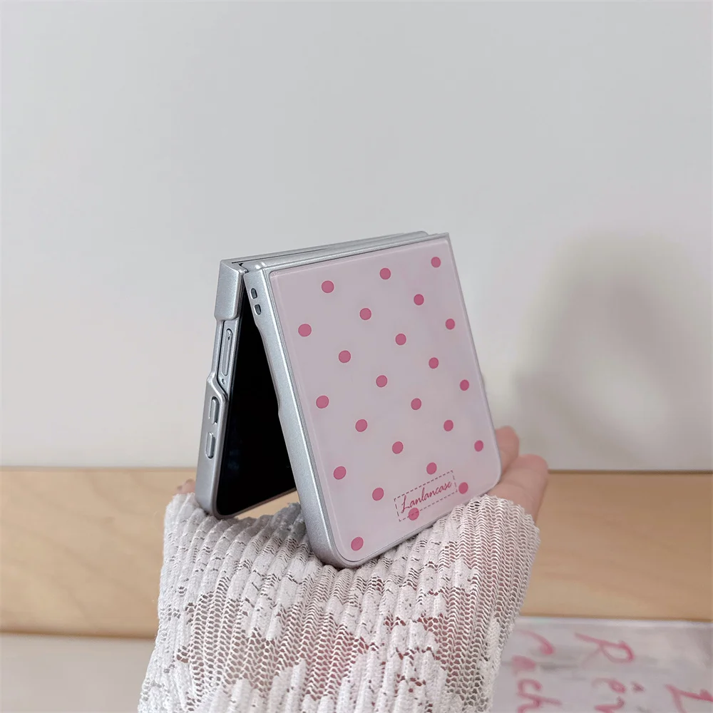 Elegant Black and White Polka Dot Tempered Glass Phone Case - Cute and Shockproof