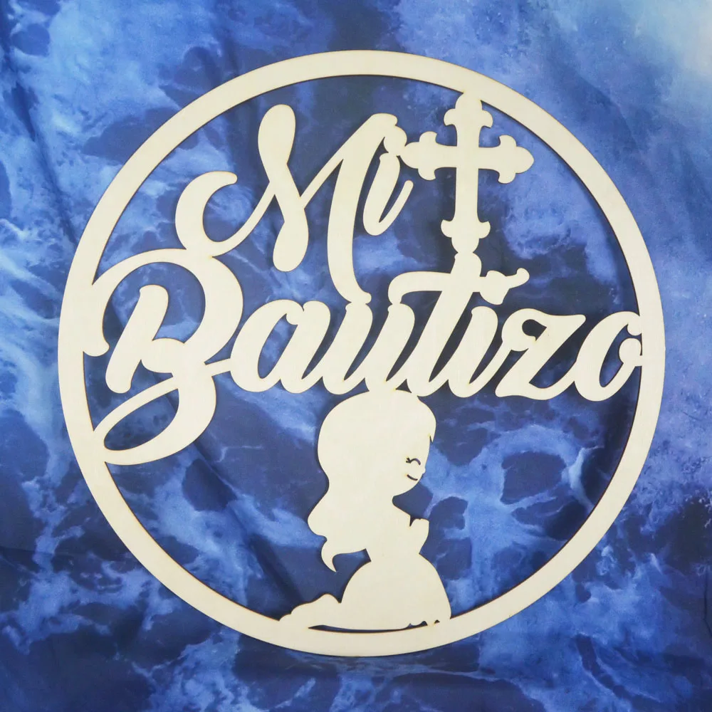 Mi Bautico Insegne In Legno Insegne Sullo Sfondo Decorazioni Per Feste Mi Primera First Holy Comunion Girl/Boy Sign Wall Hanging Round Decor