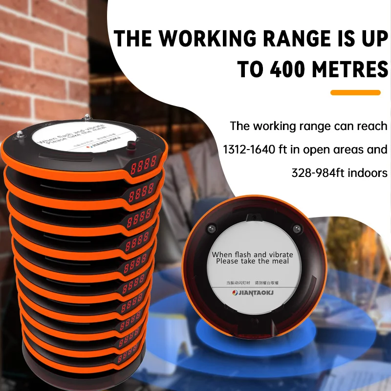 JT-936 New 300 mah waterproof Fast Court Queue number Call Vibratory Buzzer Coaster Pager Guest Cafe Restaurant paging system