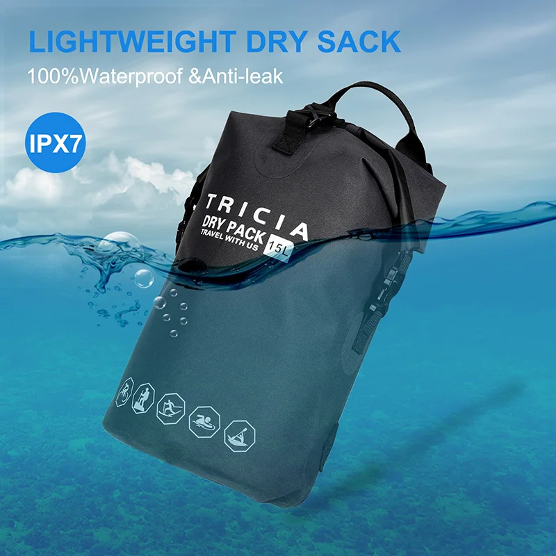 Outdoor Waterproof Bag 15L for Swimming Trekking Fishing Travel