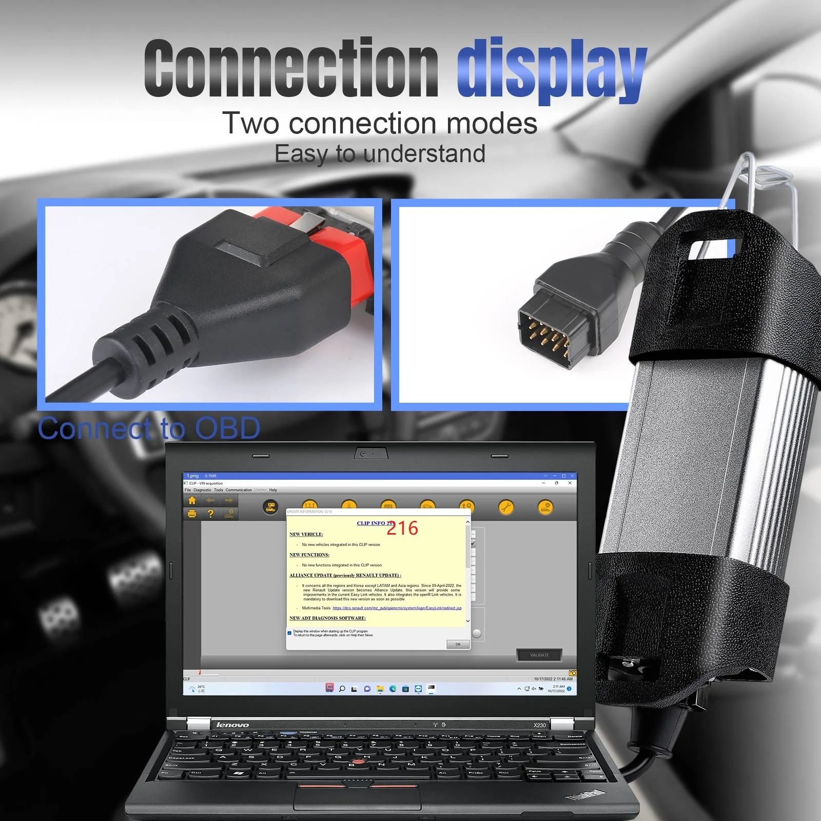 V234 For Renault Can Clip Suppport CAN-M Full system Auto Car Scanner update reprog Can Clip car scanner