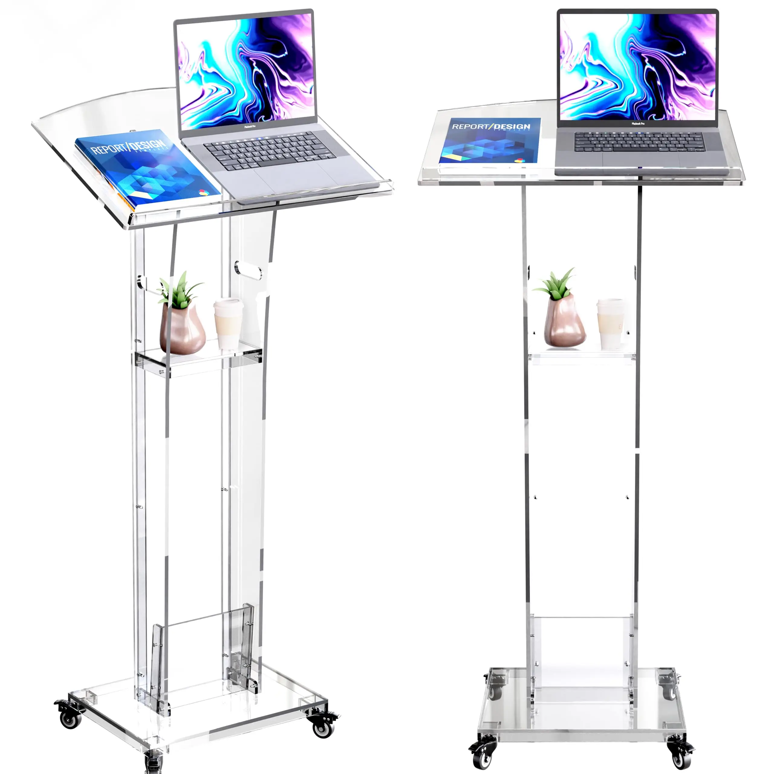 Acrylic Podium Pulpit Stand Modern Deisgn Portable Classroom Lectuern Professional Use Conference Church Speeches Weddings