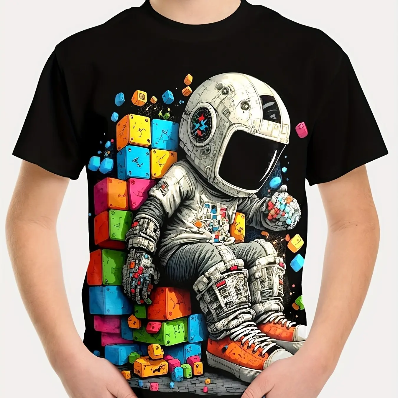 Fashion Vintage Astronaut 3D Print T Shirt Stylish Trend Cool Design Tops 100%Cotton Kids Adults Clothing Streetwears Casual Tee