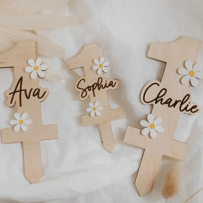 Custom Wood Daisy Birthday Cake Topper 4 | Custom Wood Daisy Birthday Cake Topper 4