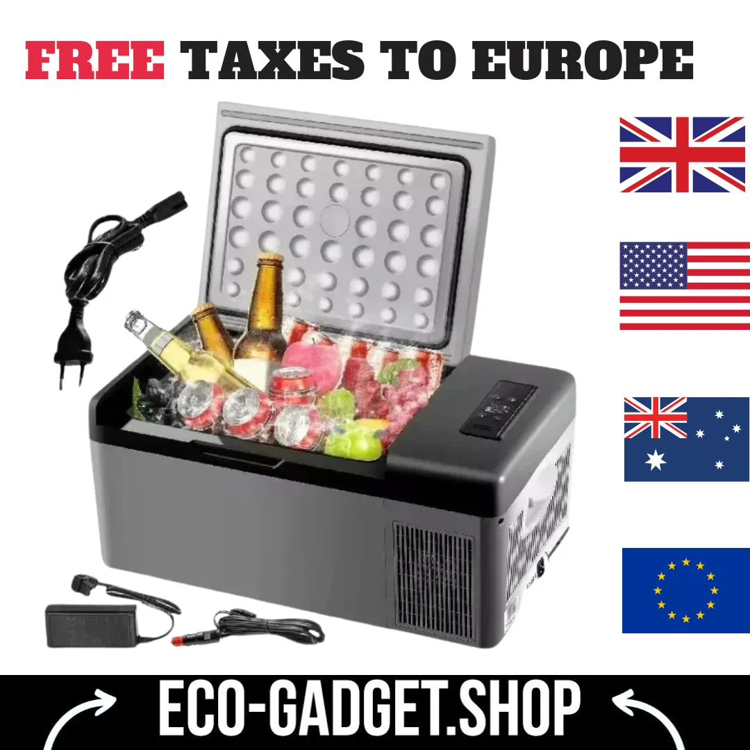 VEVOR 15L Mini Car Fridge Refrigerator Freezer 12V/24V DC 110-240V AC 45W Portable Cooler for Camping Picnic Boating Caravan Bar