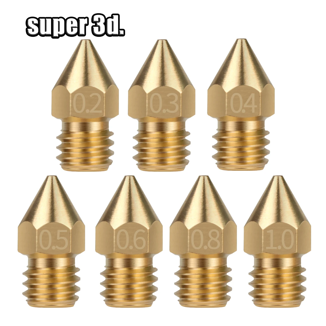 5/10PCS MK8 Brass Nozzle 0.2MM 0.3MM 0.4MM 0.5MM Extruder Print Head Nozzle For 1.75MM CR10 CR10S Ender-3 3D Printer Accessories