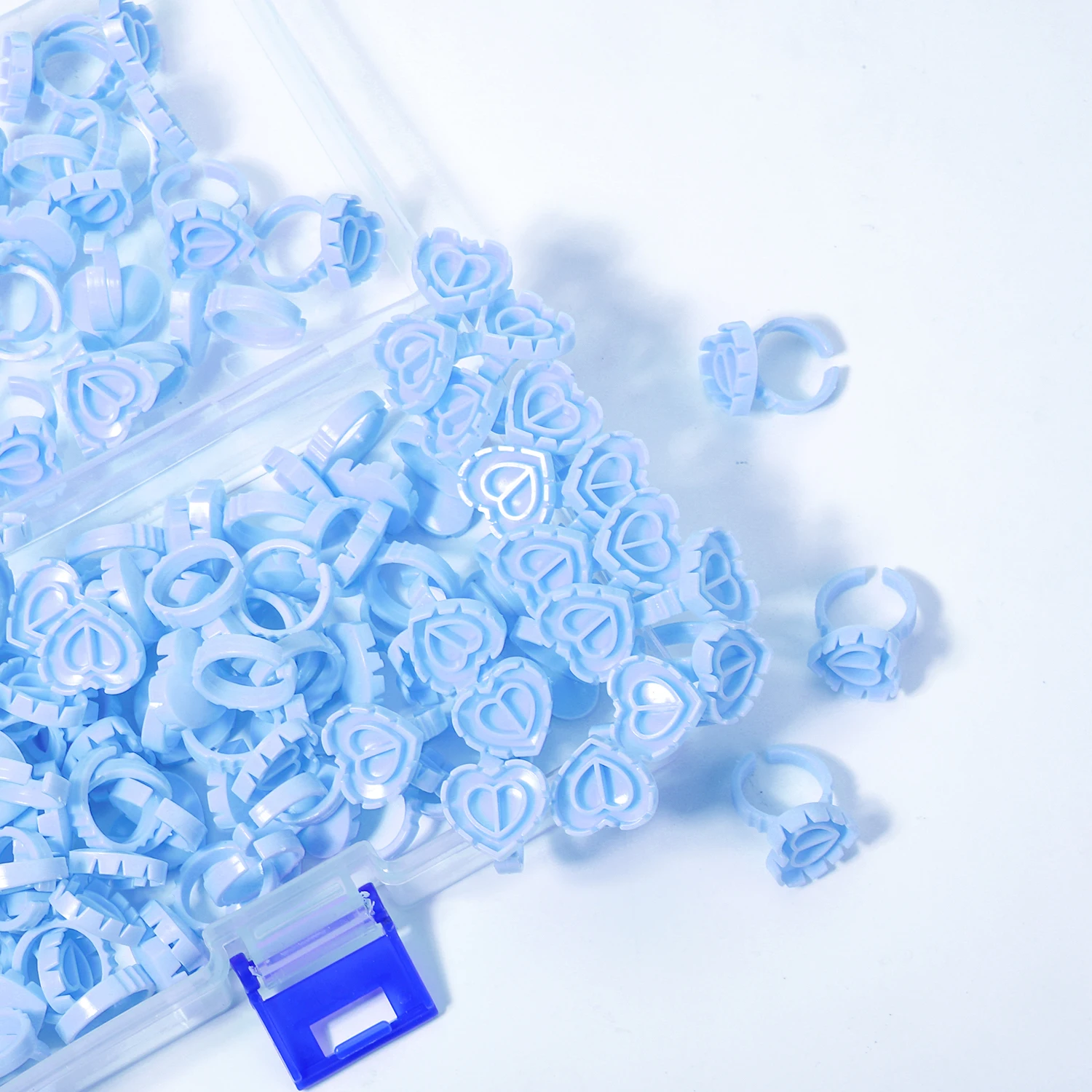 Veyes Inc Eyelash Extensions Dispossible Glue Ring Cup Veyelash Heart-Shaped 100 PCS Glue Holder Colored Plastic Glue Cup