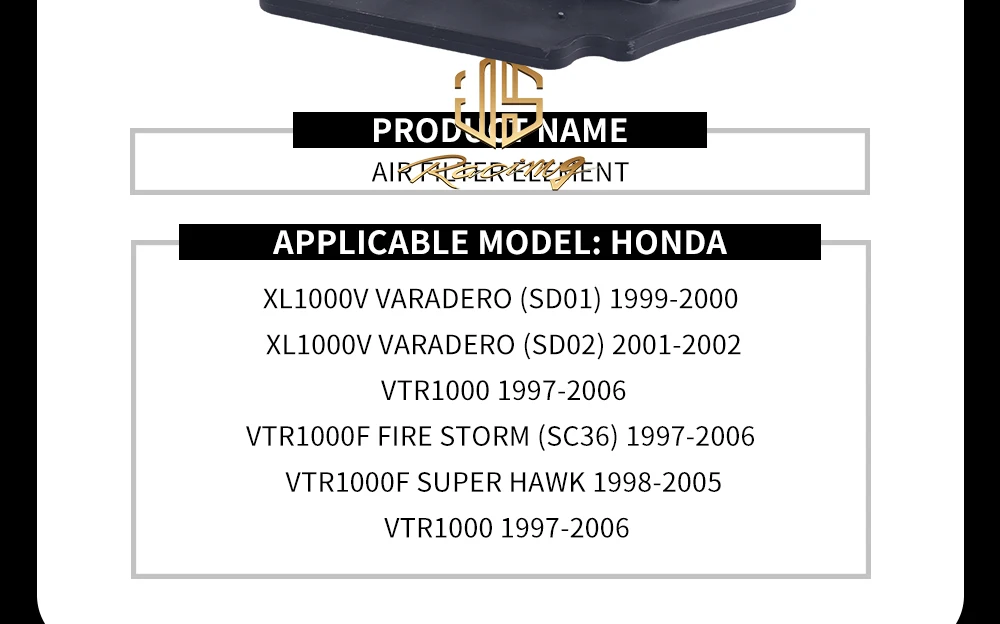 JSRAOIMG Motorrad-Luftfilter für Honda VTR1000 VTR1000F Firestorm 1997 1998 1999 2000 2001 2002 2003 2004 2005 2006 VTR1000 Super Hawk 1997-2005 XL1000 Varadero 1999-2002 – Detail 13