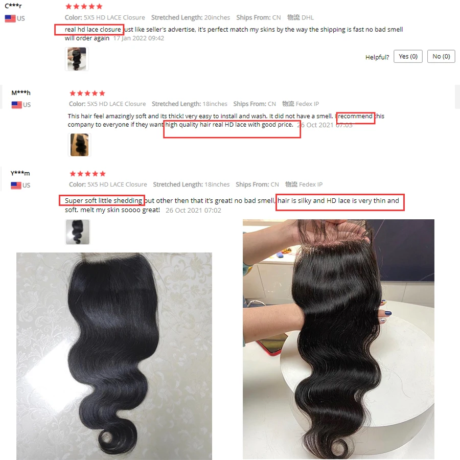 Body Wave Invisible HD Lace Frontal Closure 5x5 Lace Closure Brazilian Remy Human Hair Melt Skins Preplucked HD Transparent