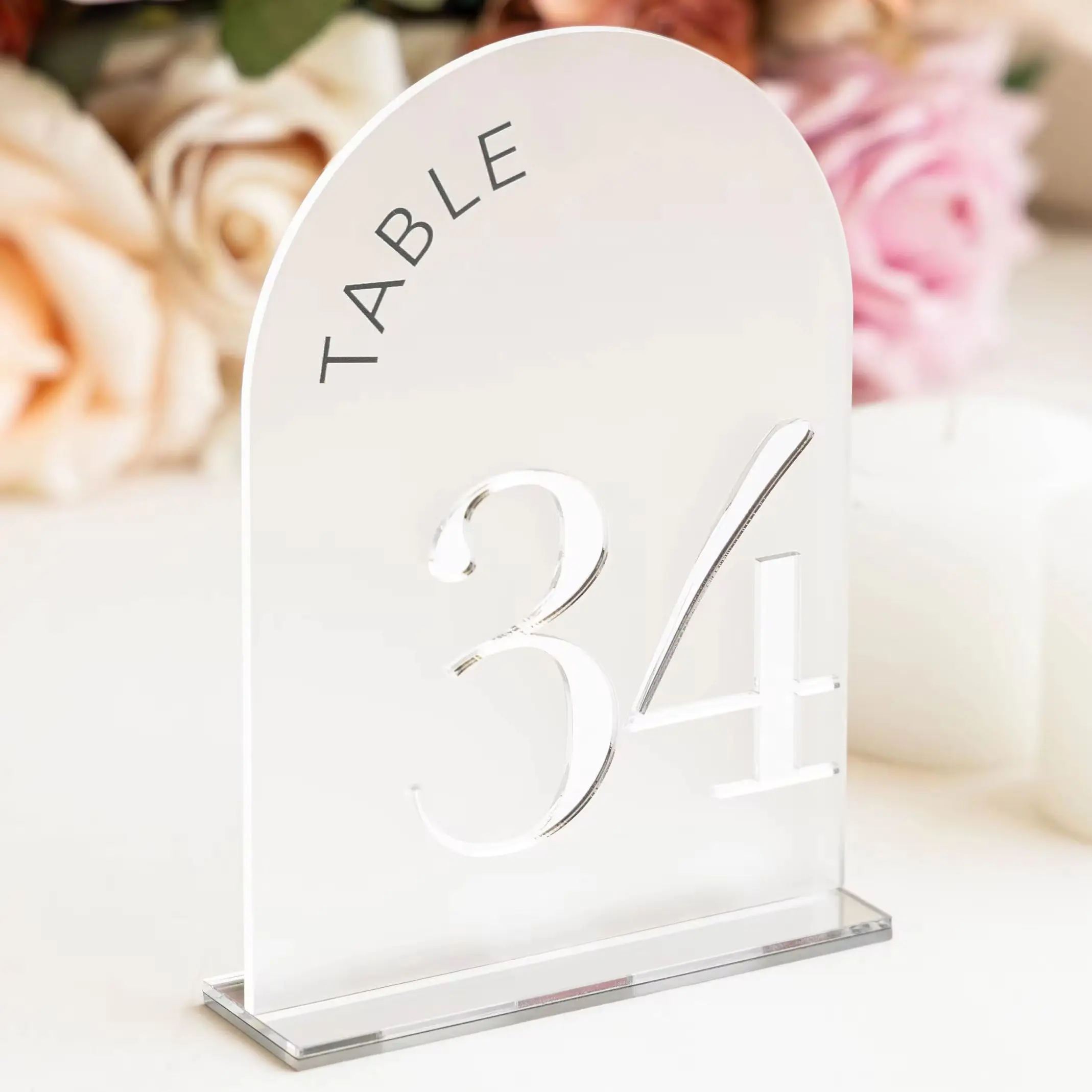 Frosted Arch Acrylic Table Numbers Table Signs Wedding Decor Wedding Signage Black Numbers Reception Decor