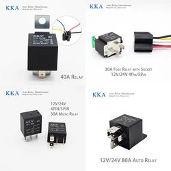 [5PCS/PACK] 30A Automotive Relay with Fuse 12V/24V 4pin/5pin, 40A Auto Relay, 80A Car Relay for Car Motor Boat Auto Vehicle