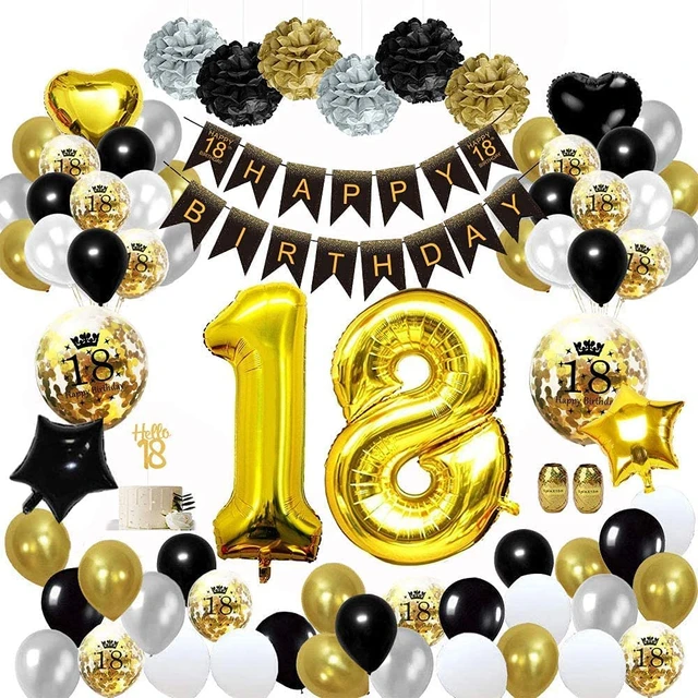 Décoration De Fête D'anniversaire Pour Fille Et Garçon De 18 Ans, Ballon En  Papier Avec Confettis Dorés En Latex Pour Hommes Et Femmes - Party &  Vacances Diy Décorations - AliExpress