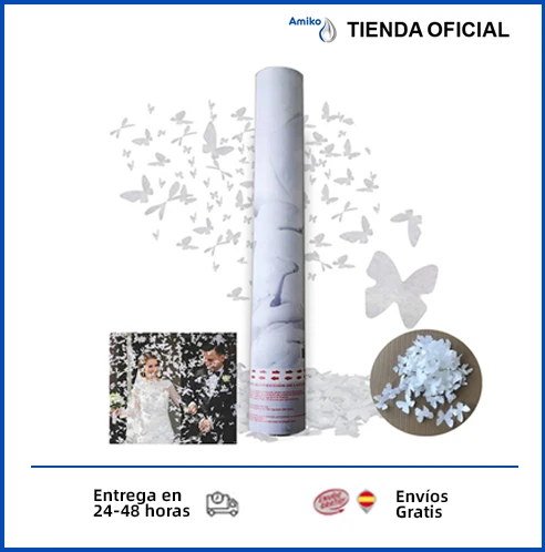 Lanzaconfeti pack save. Lanzaconfeti for events. Rose petals for wedding. Artificial rose petals. Birthday, launches confetti 80cm Packs of 12 or 48 units of white butterfly Canyon or rose petals.