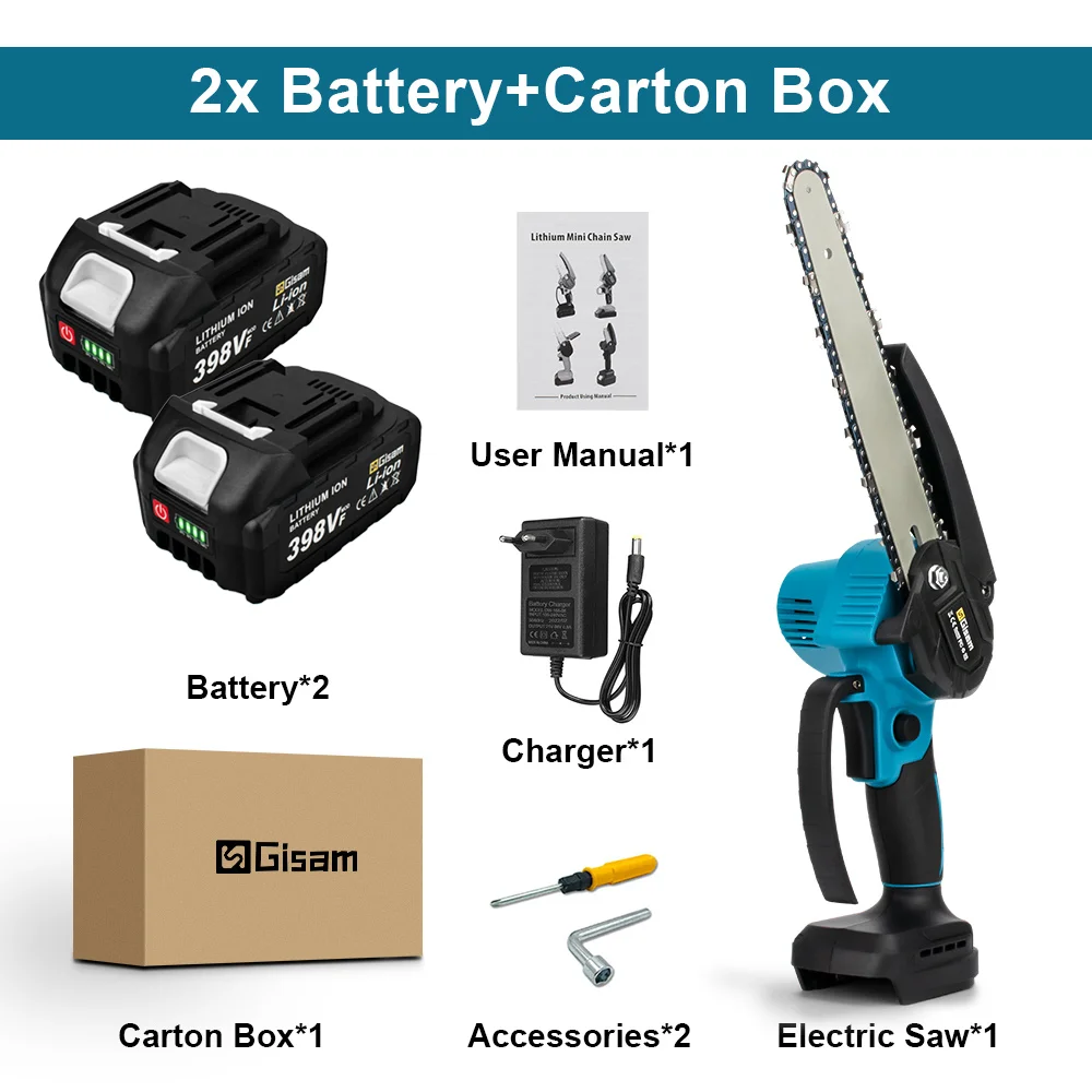 8Inch Electric Saw Brushless Motor 3000W Rechargeable Battery Cordless Chainsaw