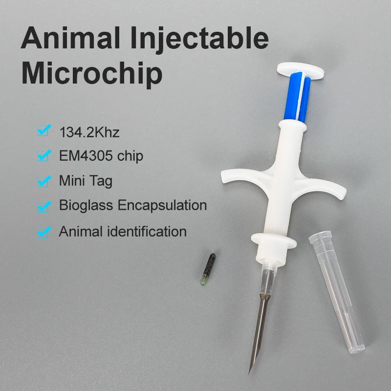 500pcs 134.2Khz Pet Glass Chip 2.12*12mm FDX-B ICAR Animal RFID Microchip Syringe for Cat Dog Animal